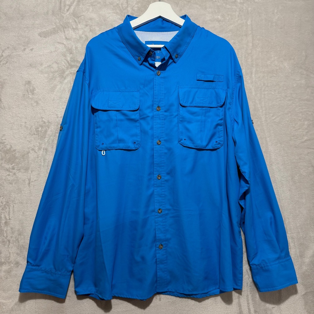 Cabelas Mens XL Blue 4Most UPF 30 Long‎ Sleeve Fishing Shirt RN56835